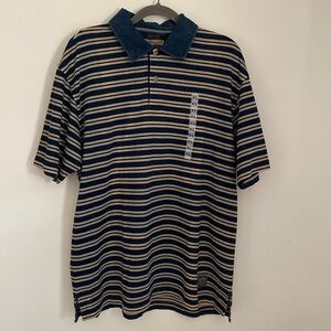 NWT Tommy Hilfiger Denim Blue & Beige Polo Shirt Vintage